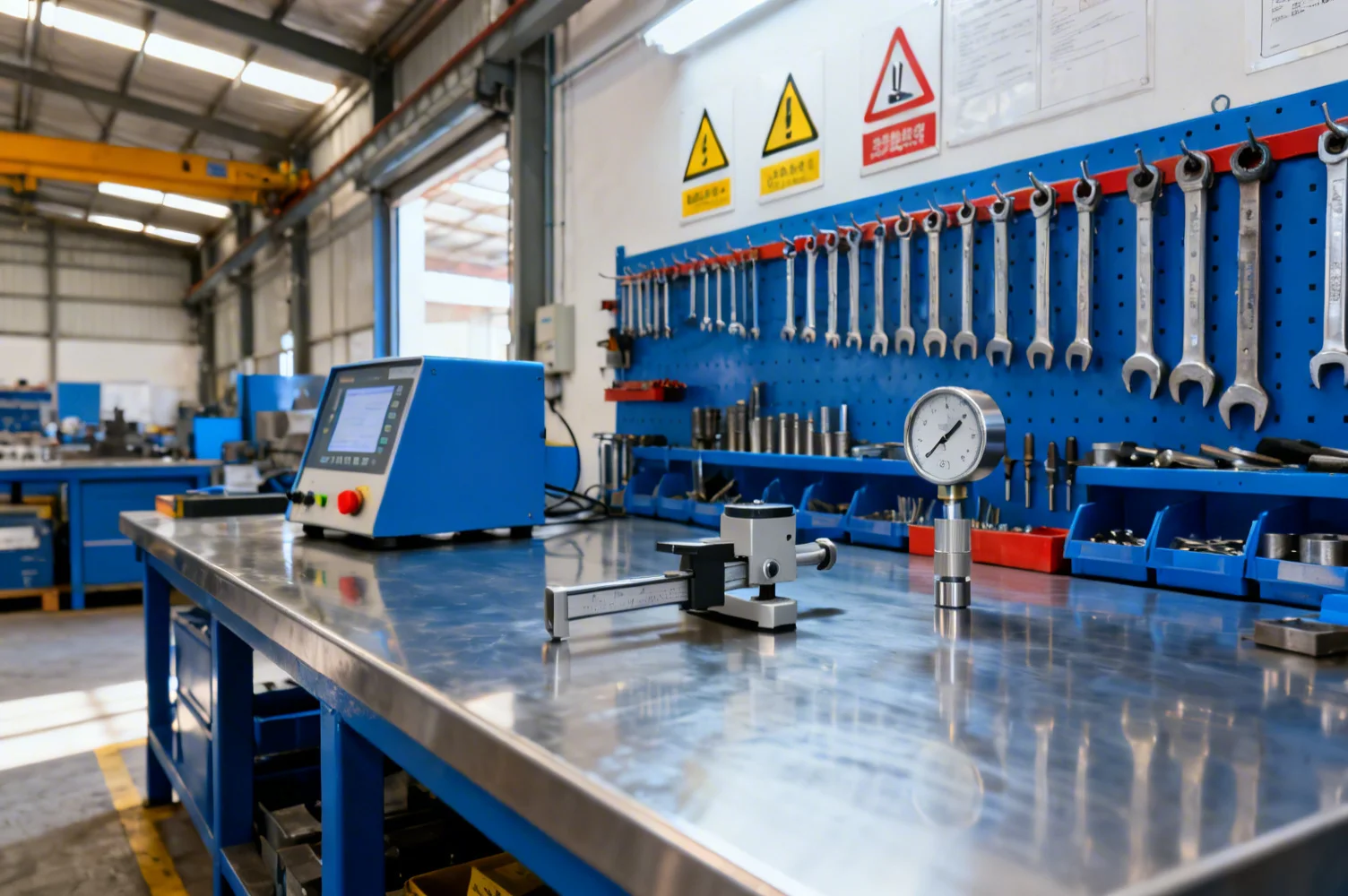 Atelier industriel avec instruments de contrôle qualité